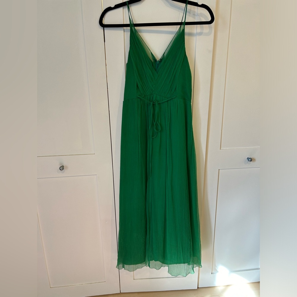 anthropologie  green silk dress - size 4